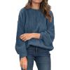 imagePRETTYGARDEN Womens Fashion Sweater Long Sleeve Casual Ribbed Knit Winter Clothes Pullover Sweaters Blouse TopGrey Blue
