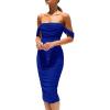imagePRETTYGARDEN Womens Summer Off The Shoulder Ruched Bodycon Dresses Sleeveless Fitted Party Club Midi DressBright Blue