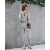 imagePRETTYGARDEN Womens Casual Long Sleeve Jumpsuit Crewneck Off Shoulder Elastic Waist Stretchy RomperGrey