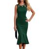 imagePRETTYGARDEN Womens Elegant Midi Bodycon Dress Sleeveless Backless Ruffle Hem Mermaid Formal Cocktail Wedding Guest DressesDark Green