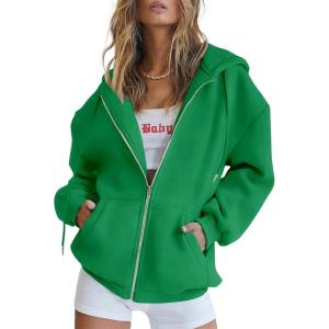 imagePRETTYGARDEN Womens Zip Up Y2K Hoodies Casual Long Sleeve Track Jackets with PocketsGreen