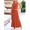 imagePRETTYGARDEN Womens 2 Piece Maxi Skirt Sets Casual Summer Knit Cropped Tank Top High Waisted Long Skirts OutfitBrick Red