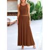 imagePRETTYGARDEN Womens 2 Piece Maxi Skirt Sets Casual Summer Knit Cropped Tank Top High Waisted Long Skirts OutfitBrown