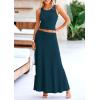 imagePRETTYGARDEN Womens 2 Piece Maxi Skirt Sets Casual Summer Knit Cropped Tank Top High Waisted Long Skirts OutfitLake Blue