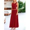 imagePRETTYGARDEN Womens 2 Piece Maxi Skirt Sets Casual Summer Knit Cropped Tank Top High Waisted Long Skirts OutfitRed