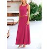 imagePRETTYGARDEN Womens 2 Piece Maxi Skirt Sets Casual Summer Knit Cropped Tank Top High Waisted Long Skirts OutfitRose Red