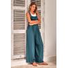 imagePRETTYGARDEN Womens Bib Overalls Casual Summer Sleeveless Strap Loose Wide Leg Jumpsuits with PocketsLake Blue
