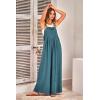 imagePRETTYGARDEN Womens Bib Overalls Casual Summer Sleeveless Strap Loose Wide Leg Jumpsuits with PocketsLake Blue