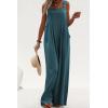 imagePRETTYGARDEN Womens Bib Overalls Casual Summer Sleeveless Strap Loose Wide Leg Jumpsuits with PocketsLake Blue