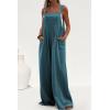 imagePRETTYGARDEN Womens Bib Overalls Casual Summer Sleeveless Strap Loose Wide Leg Jumpsuits with PocketsLake Blue
