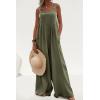 imagePRETTYGARDEN Womens Bib Overalls Casual Summer Sleeveless Strap Loose Wide Leg Jumpsuits with PocketsLight Army Green