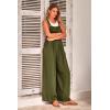 imagePRETTYGARDEN Womens Bib Overalls Casual Summer Sleeveless Strap Loose Wide Leg Jumpsuits with PocketsLight Army Green