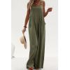 imagePRETTYGARDEN Womens Bib Overalls Casual Summer Sleeveless Strap Loose Wide Leg Jumpsuits with PocketsLight Army Green