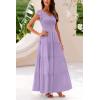 imagePRETTYGARDEN Womens Summer Flowy Maxi Dress Casual Cap Sleeve V Neck Smocked Beach SundressSolid Grey Purple