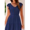 imagePRETTYGARDEN Womens Summer Flowy Maxi Dress Casual Cap Sleeve V Neck Smocked Beach SundressSolid Navy