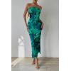 imagePRETTYGARDEN Womens Summer Maxi Bodycon Dresses Strapless Tube Top Printed Long Party Club Slit DressGreen Big Floral