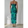 imagePRETTYGARDEN Womens Summer Maxi Bodycon Dresses Strapless Tube Top Printed Long Party Club Slit DressGreen Big Floral