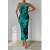 imagePRETTYGARDEN Womens Summer Maxi Bodycon Dresses Strapless Tube Top Printed Long Party Club Slit DressGreen Big Floral