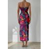 imagePRETTYGARDEN Womens Summer Maxi Bodycon Dresses Strapless Tube Top Printed Long Party Club Slit DressNavy Red Big Floral