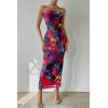 imagePRETTYGARDEN Womens Summer Maxi Bodycon Dresses Strapless Tube Top Printed Long Party Club Slit DressNavy Red Big Floral