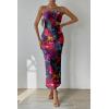 imagePRETTYGARDEN Womens Summer Maxi Bodycon Dresses Strapless Tube Top Printed Long Party Club Slit DressNavy Red Big Floral