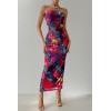 imagePRETTYGARDEN Womens Summer Maxi Bodycon Dresses Strapless Tube Top Printed Long Party Club Slit DressNavy Red Big Floral