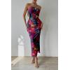 imagePRETTYGARDEN Womens Summer Maxi Bodycon Dresses Strapless Tube Top Printed Long Party Club Slit DressNavy Red Big Floral