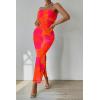 imagePRETTYGARDEN Womens Summer Maxi Bodycon Dresses Strapless Tube Top Printed Long Party Club Slit DressOrange Red Big Floral