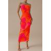 imagePRETTYGARDEN Womens Summer Maxi Bodycon Dresses Strapless Tube Top Printed Long Party Club Slit DressOrange Red Big Floral