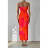 imagePRETTYGARDEN Womens Summer Maxi Bodycon Dresses Strapless Tube Top Printed Long Party Club Slit DressOrange Red Big Floral
