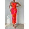 imagePRETTYGARDEN Womens Summer Maxi Bodycon Dresses Strapless Tube Top Printed Long Party Club Slit DressOrange Red Big Floral