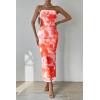 imagePRETTYGARDEN Womens Summer Maxi Bodycon Dresses Strapless Tube Top Printed Long Party Club Slit DressPrint Light Orange