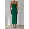 imagePRETTYGARDEN Womens Summer Maxi Bodycon Dresses Strapless Tube Top Printed Long Party Club Slit DressSolid Green