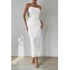 imagePRETTYGARDEN Womens Summer Maxi Bodycon Dresses Strapless Tube Top Printed Long Party Club Slit DressWhite