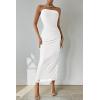 imagePRETTYGARDEN Womens Summer Maxi Bodycon Dresses Strapless Tube Top Printed Long Party Club Slit DressWhite