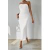 imagePRETTYGARDEN Womens Summer Maxi Bodycon Dresses Strapless Tube Top Printed Long Party Club Slit DressWhite
