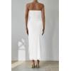 imagePRETTYGARDEN Womens Summer Maxi Bodycon Dresses Strapless Tube Top Printed Long Party Club Slit DressWhite