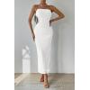 imagePRETTYGARDEN Womens Summer Maxi Bodycon Dresses Strapless Tube Top Printed Long Party Club Slit DressWhite