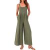 imagePRETTYGARDEN Womens Bib Overalls Casual Summer Sleeveless Strap Loose Wide Leg Jumpsuits with PocketsLight Army Green