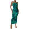 imagePRETTYGARDEN Womens Summer Maxi Bodycon Dresses Strapless Tube Top Printed Long Party Club Slit DressGreen Big Floral