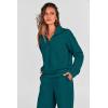 imagePRETTYGARDEN Womens 2 Piece Outfits Casual Lapel Half Zip Sweatshirts And Wide Leg Pants Tracksuit SetsBlue Green
