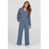 imagePRETTYGARDEN Womens 2 Piece Outfits Casual Lapel Half Zip Sweatshirts And Wide Leg Pants Tracksuit SetsGrey Blue