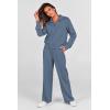imagePRETTYGARDEN Womens 2 Piece Outfits Casual Lapel Half Zip Sweatshirts And Wide Leg Pants Tracksuit SetsGrey Blue