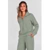 imagePRETTYGARDEN Womens 2 Piece Outfits Casual Lapel Half Zip Sweatshirts And Wide Leg Pants Tracksuit SetsGrey Green