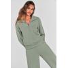 imagePRETTYGARDEN Womens 2 Piece Outfits Casual Lapel Half Zip Sweatshirts And Wide Leg Pants Tracksuit SetsGrey Green
