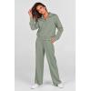 imagePRETTYGARDEN Womens 2 Piece Outfits Casual Lapel Half Zip Sweatshirts And Wide Leg Pants Tracksuit SetsGrey Green