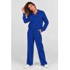 imagePRETTYGARDEN Womens 2 Piece Outfits Casual Lapel Half Zip Sweatshirts And Wide Leg Pants Tracksuit SetsRoyal Blue