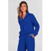 imagePRETTYGARDEN Womens 2 Piece Outfits Casual Lapel Half Zip Sweatshirts And Wide Leg Pants Tracksuit SetsRoyal Blue