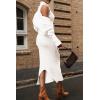 imagePRETTYGARDEN Womens Fall 2 Piece Outfits Bodycon Maxi Tank Pullover Sweater Dress and Long Sleeve Cropped Cardigan Knit SetsWhite
