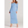 imagePRETTYGARDEN Womens Fall Off Shoulder Maxi Bodycon Dress Long Sleeve Ruched Fitted Club Dresses with SlitLight Blue